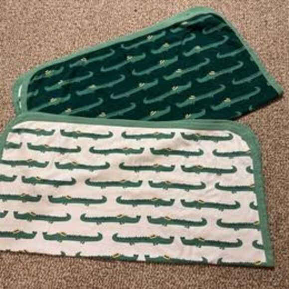 2 Reversible Alligator Baby Blankets Unisex Gender Neutral - Picture 1 of 3